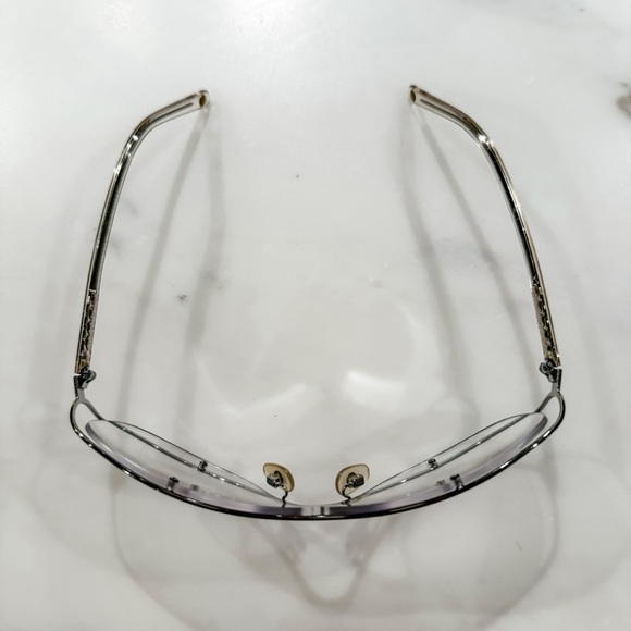 Vintage Chanel Wrap-around Silver Sunglasses Smoke Cracked Lens Y2K - Picture 7 of 9